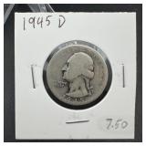 1945-D Washington Silver Quarter