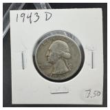 1943-D Washington Silver Quarter