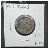 1913 Type 1 Buffalo Nickel