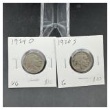 1920-S & 1924-D Buffalo Nickels