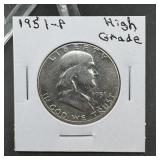 1951 Franklin Silver Half Dollar