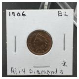 1906 Indian Head Cent - All 4 Diamonds