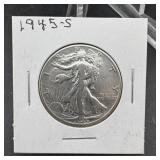 1945-S Walking Liberty Silver Half Dollar