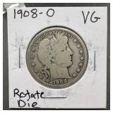 1908 O Barber Silver Half Dollar