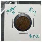 1908 S Indian Head Cent
