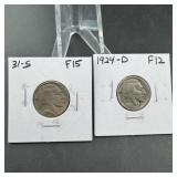 (2) Buffalo Nickels 1931 S and 1924 D