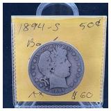 1894 S Barber Silver Half Dollar