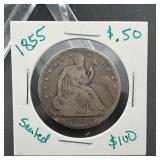 1855 Seated Liberty Half Dollar