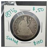 1871 S Seated Liberty Half Dollar