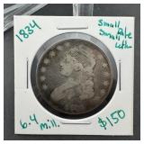 1834 Capped Bust Half Dollar Small Date