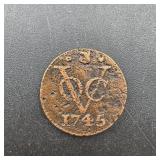 1745 VOC Dutch East India Company Copper Duit