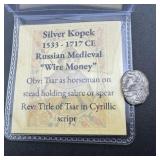 Russian Medieval Silver Kopek Wire Money