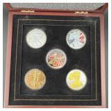 (5) 2005 Colorized American Silver Eagles Set in C