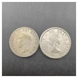 (2) Canadian Silver Quarters