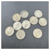 (10) Silver War Nickels