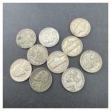 (10) Silver War Nickels