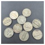 (10) Silver War Nickels