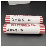 (2 Rolls) 2025 D Lincoln Pennies