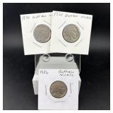 (3) Buffalo Nickels 1934 1930 1936