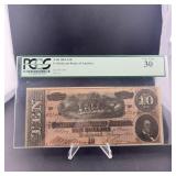 1864 Confederate $10 Note Graded