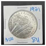 1921 Morgan Silver Dollar BU