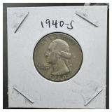 1940 S Washington Silver Quarter