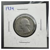 1934 Washington Silver Quarter