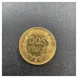 1945 Mexico Dos Pesos Gold Coin UNC