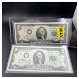 (2) 1976 $2 Federal Reserve Notes Consecutive