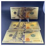 (3) Gold Foil $100 Novelty Notes