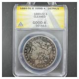 1889 CC Morgan Silver Dollar ANACS Good 4 Details