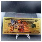 $100 Kobe Bryant Gold Plated Note