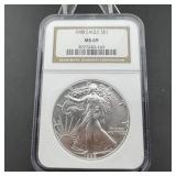 1988 American Silver Eagle NGC MS69