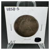 1858 S Seated Liberty Half Dollar