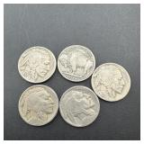 (5) Buffalo Nickels