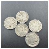(5) Buffalo Nickels