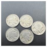 (5) Buffalo Nickels