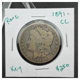 1891 CC Morgan Silver Dollar