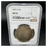 1897 O Morgan Silver Dollar AU53