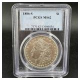 1886-S Morgan Silver Dollar PCGS MS62
