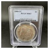 1880 CC Morgan Silver Dollar PCGS MS63