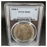 1898 S Morgan Silver Dollar PCGS MS62