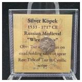 Silver Kopek Russian Medieval Wire Money
