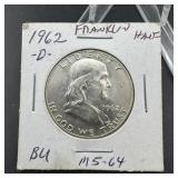 1962-D Franklin Silver Half Dollar