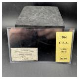 1861 Bearer Note Confederate Currency