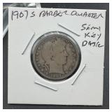 1907-S Barber Silver Quarter