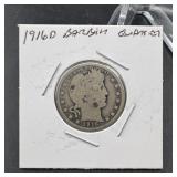 1916-D Barber Silver Quarter
