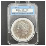 1890-S Morgan Silver Dollar MS66