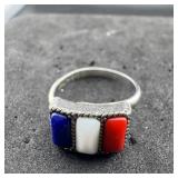 Vintage Sarah Coventry Red White And Blue Ring