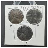 1943 Steel Cent Set (P-D-S)
